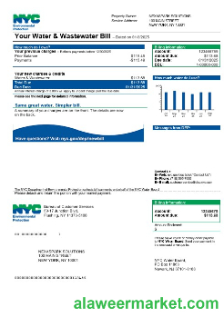 USA The New York City Department of Environmental Protection (DEP) business utility bill template in Word and PDF formats